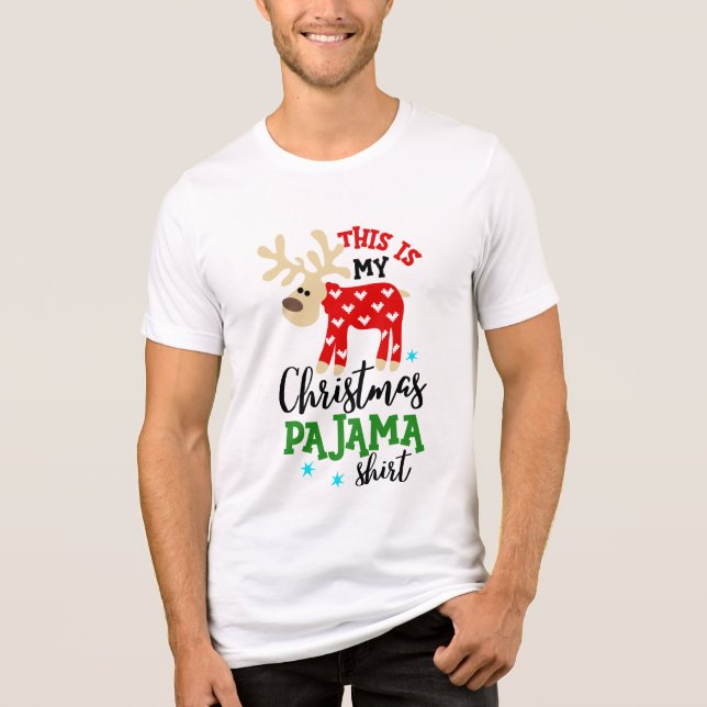 Camiseta Triblenda Navidades Camisas de Pajama celebran fiesta de ren (Anverso)