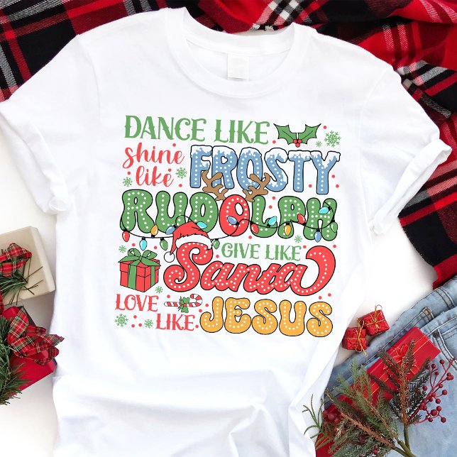 Camiseta Triblenda Navidades cristianos Rudolph Santa Jesus Frosty (Subido por el creador)