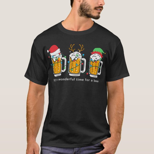 Camiseta Triblenda Navidades de cerveza alumbran divertida festividad (Anverso)