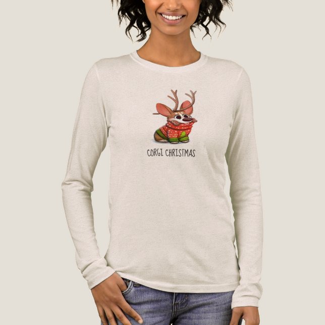 Camiseta Triblenda Navidades de Corgi Dog (Anverso)