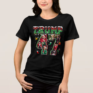 Camiseta Triblenda Navidades de Donald Trump 47° presidente 2024 Sant