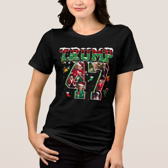 Camiseta Triblenda Navidades de Donald Trump 47° presidente 2024 Sant (Anverso)