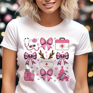 Camiseta Triblenda Navidades de enfermería rosada Vacaciones médicas 