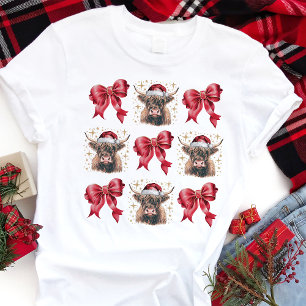 Camiseta Triblenda Navidades de Highland Cow Coquette Bow