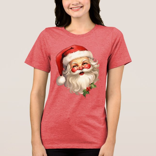 Camiseta Triblenda Navidades de Holly Jolly Santa Claus Retro (Anverso)