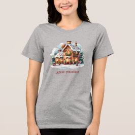 Camiseta Triblenda Navidades de la casa de pan de jengibre festividad