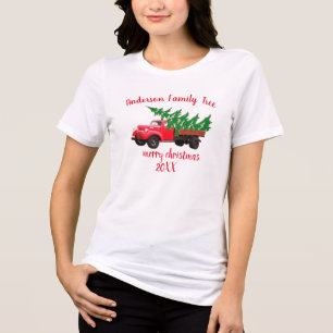 Camiseta Triblenda Navidades de la familia de camiones de árboles de 