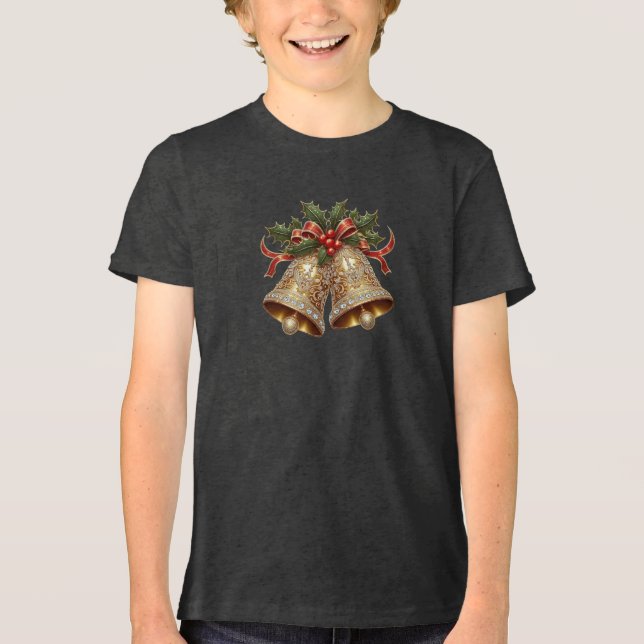 Camiseta Triblenda Navidades de oro campanan camiseta de niños (Anverso)