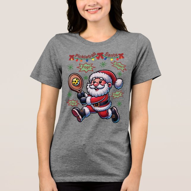 Camiseta Triblenda Navidades de Pickleball Santa Claus (Anverso)