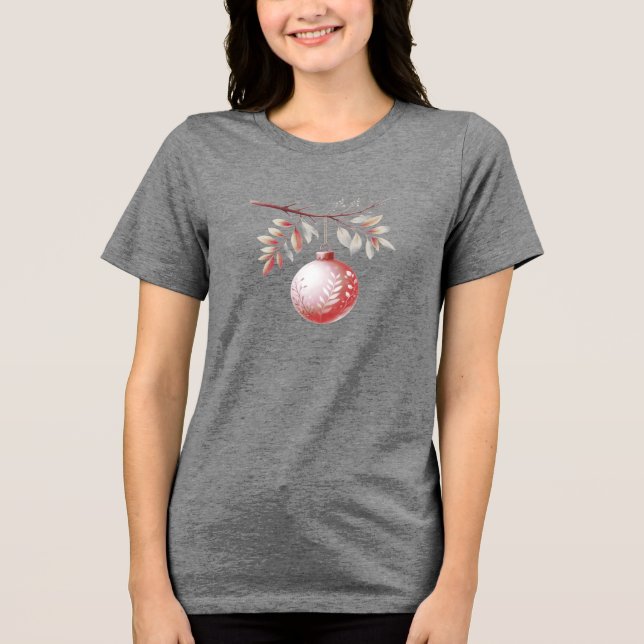 Camiseta Triblenda Navidades decorativos rosas festejan camiseta de m (Anverso)