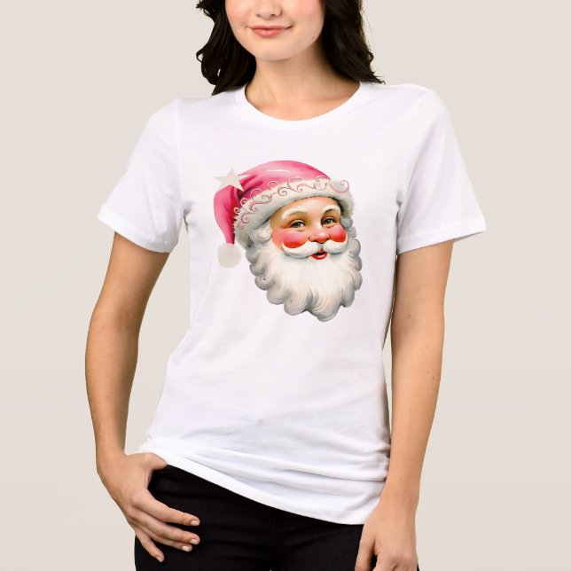 Camiseta Triblenda Navidades del Retro Santa Claus Girly Pink Santa (Anverso)