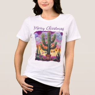 Camiseta Triblenda Navidades en el desierto Saguaro Cactus al suroest