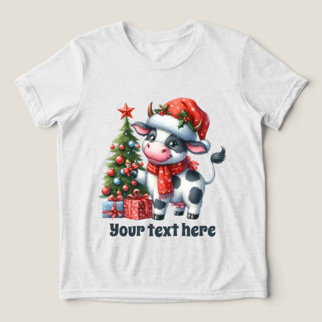 Camiseta Triblenda navidades festivos vacas unisex agregar texto (Diseño delantero )