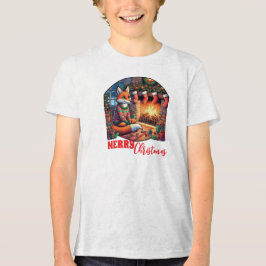 Camiseta Triblenda Navidades Fox con Stockings y Holly