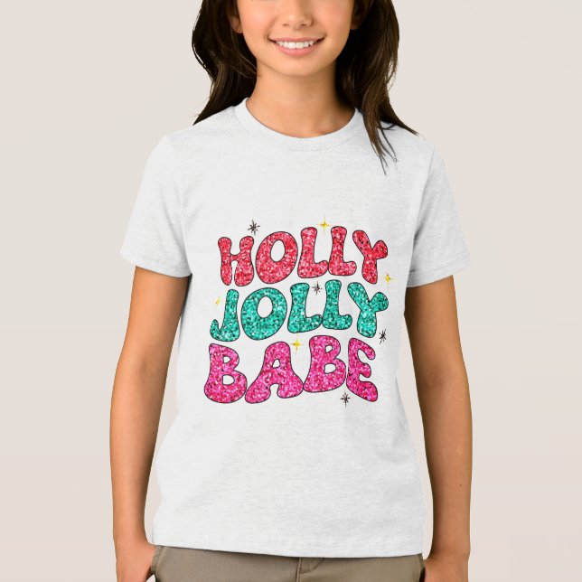 Camiseta Triblenda Navidades Holly Jolly Babe guión moderno de Purpur (Anverso)