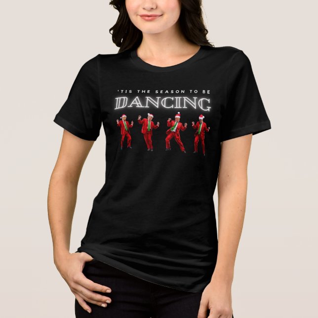 Camiseta Triblenda Navidades mujeres Trump con camiseta de baile (Anverso)