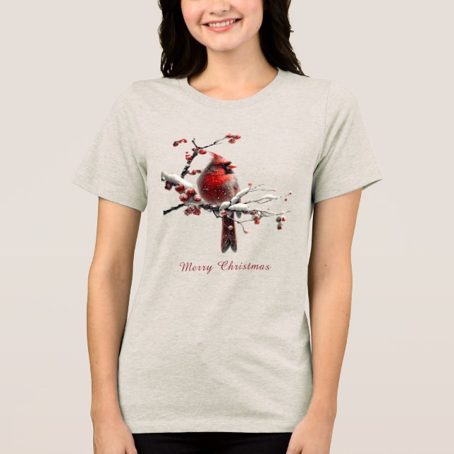 Camiseta Triblenda Navidades Red Cardinal Holiday Women's (Anverso)