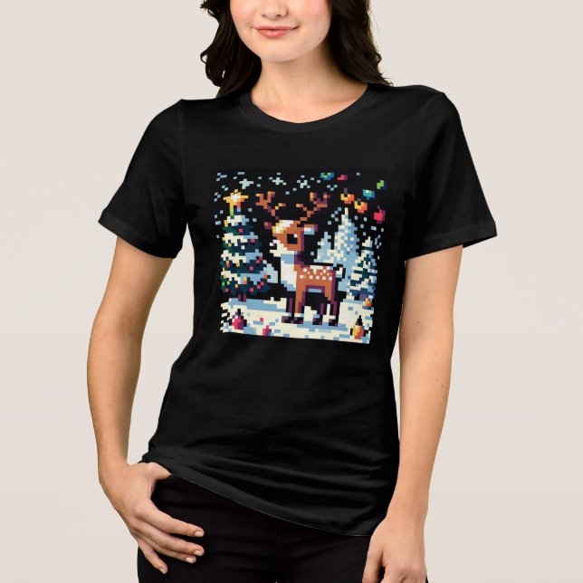 Camiseta Triblenda Navidades Reindeer Winter Wonderland Pixel Art (Anverso)