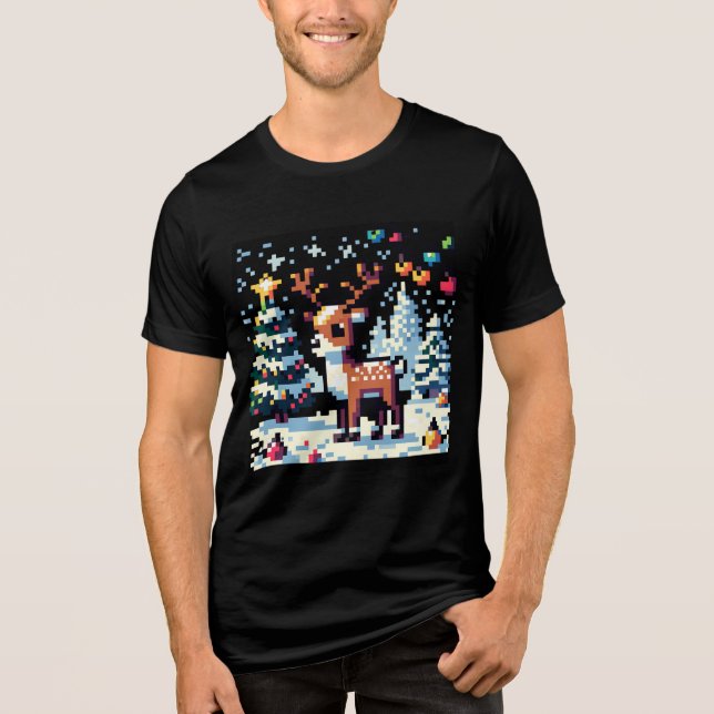 Camiseta Triblenda Navidades Reindeer Winter Wonderland Pixel Art (Anverso)