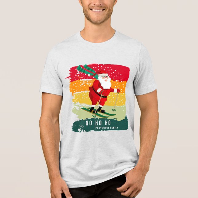 Camiseta Triblenda Navidades Retro Esquiar al atardecer Santa Persona (Anverso)