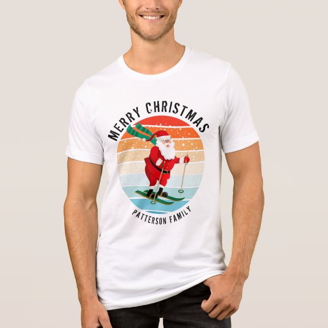 Camiseta Triblenda Navidades Retro Esquiar al atardecer Santa Persona (Anverso)