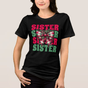 Camiseta Triblenda Navidades Retro Hermana Coquette Bow