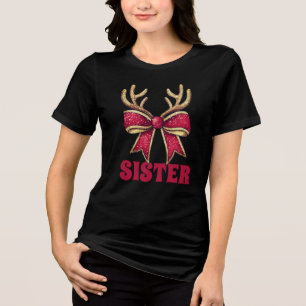 Camiseta Triblenda Navidades Retro Hermana Rindeo Bow