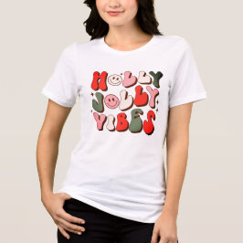 Camiseta Triblenda Navidades Retro Holly Jolly Vibes Festividades de 