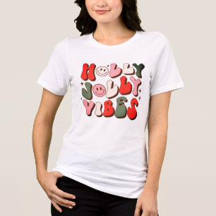 Camiseta Triblenda Navidades Retro Holly Jolly Vibes Festividades de