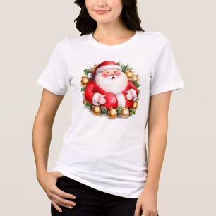 Camiseta Triblenda Navidades Retro Santa Claus Feliz Navidad Santa Cl