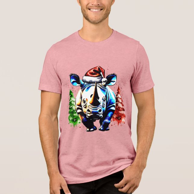 Camiseta Triblenda Navidades rinocerontes lindos (Anverso)