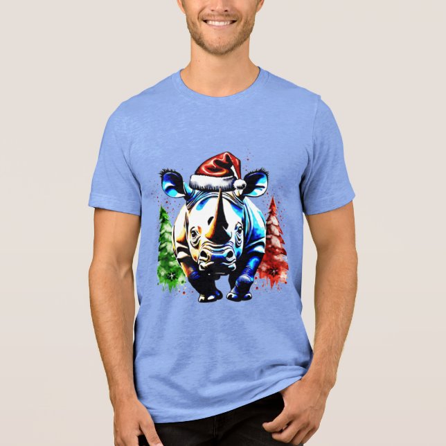 Camiseta Triblenda Navidades rinocerontes lindos (Anverso)