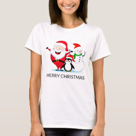 Camiseta Triblenda Navidades Santa Claus Snowman y Penguin