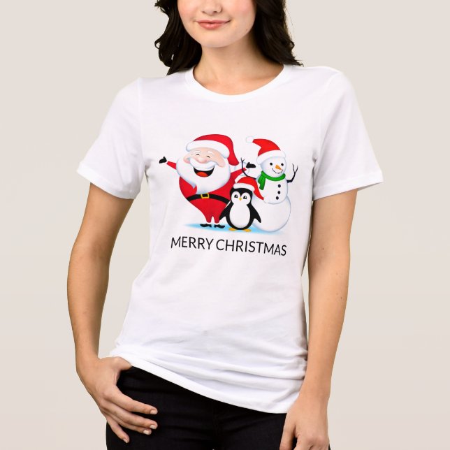 Camiseta Triblenda Navidades Santa Claus Snowman y Penguin (Anverso)