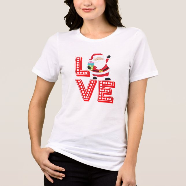 Camiseta Triblenda Navidades Santa de diseño apilados de amor (Anverso)