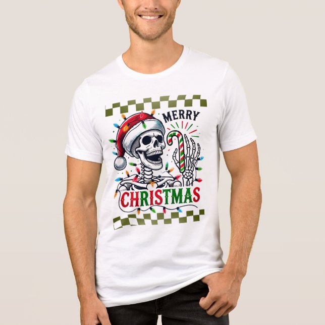 Camiseta Triblenda Navidades Skeleton y Candy Cane (Anverso)