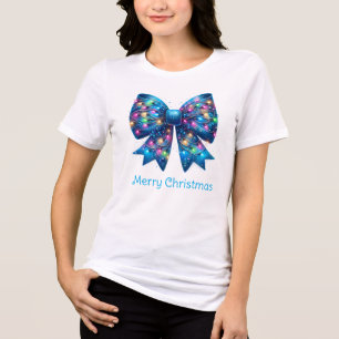 Camiseta Triblenda Navidades Vivid Blue Coquette Lights Bow