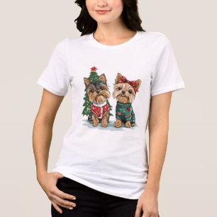Camiseta Triblenda Navidades Yorkie Dogs