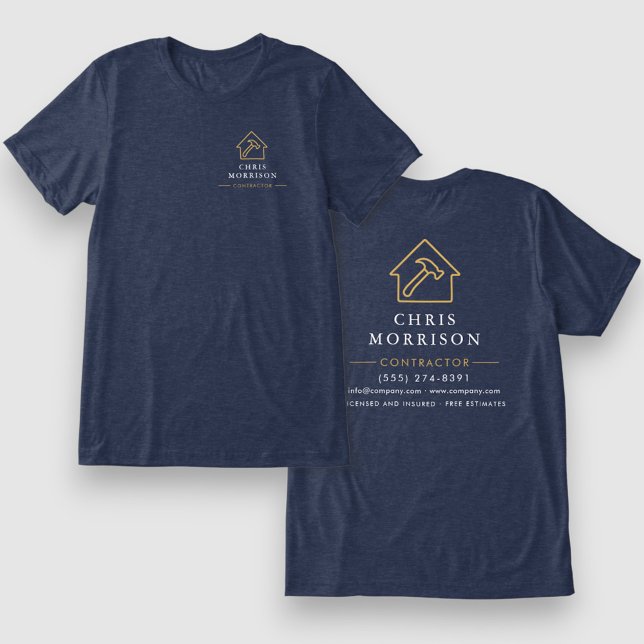Camiseta Triblenda Navy Blue Gold Contractor Home Repair (Subido por el creador)
