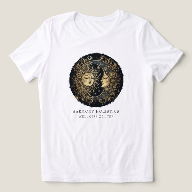 Camiseta Triblenda Negocios de estrellas de luna de sol holística (Diseño delantero )