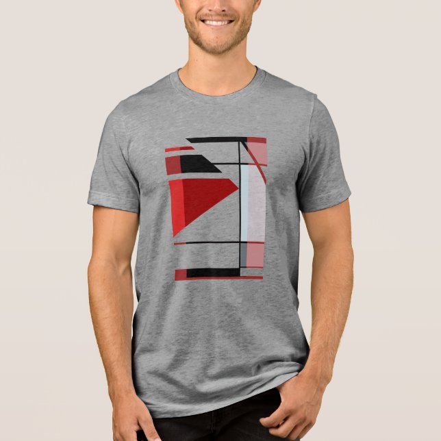 Camiseta Triblenda Negro Rojo Borgoña MCM Aspecto Geométrico Pequeño  (Anverso)