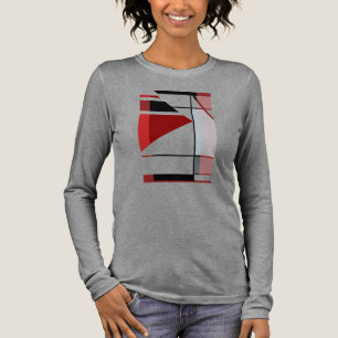 Camiseta Triblenda Negro Rojo Borgoña MCM Aspecto Geométrico Pequeño 
