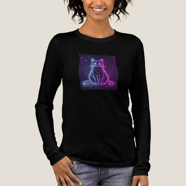 Camiseta Triblenda **Neon Cat Design – Glowing Futuristic Feline Art* (Anverso)