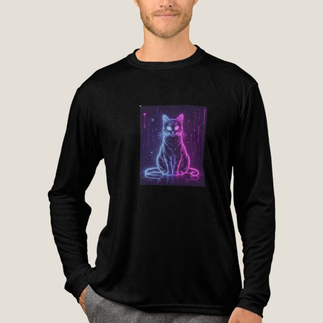 Camiseta Triblenda **Neon Cat Design – Glowing Futuristic Feline Art* (Anverso)