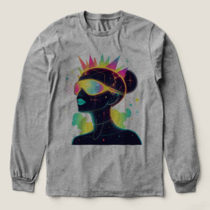Camiseta Triblenda Neon Cyberpunk Woman en lentes futuristas