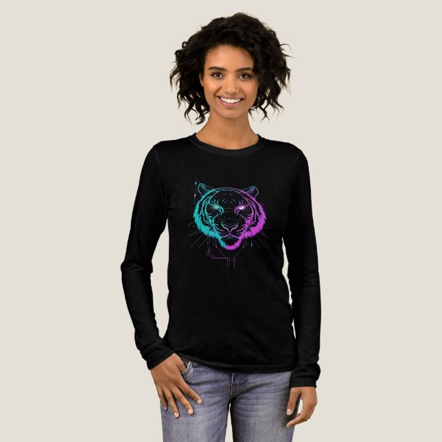 Camiseta Triblenda Neon digital tiger art (Anverso Completo)