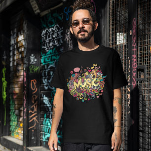 Camiseta Triblenda Neon Floral Music Note Shirt - Colorido Sublimatio