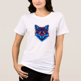 Camiseta Triblenda Neon Fox Face – Vibrant Glowing Design