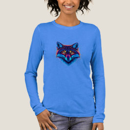 Camiseta Triblenda Neon Fox Face – Vibrant Glowing Design
