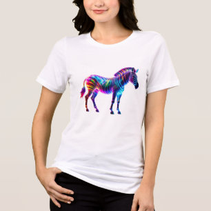 Camiseta Triblenda Neon Galaxy Zebra Art - Vibrante Stripe psicodélic